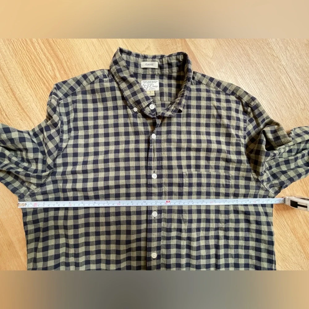 J. Crew button down shirt secret wash shirting classic fit green blue checks